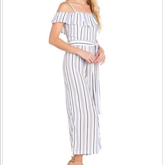 Striped off the shoulder cropped jumpsuit - Picture 3 of 8